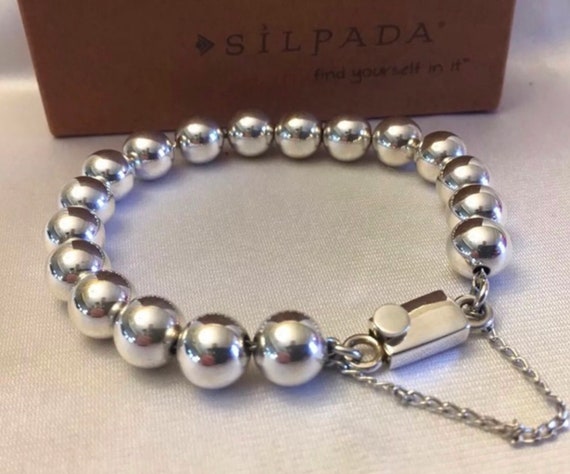 Silpada 925 Sterling Silver 10mm Ball Bead Bracelet Box Clasp