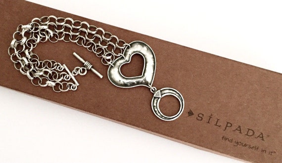 Silpada 925 Sterling Silver Rolo Link Heart Toggl… - image 3