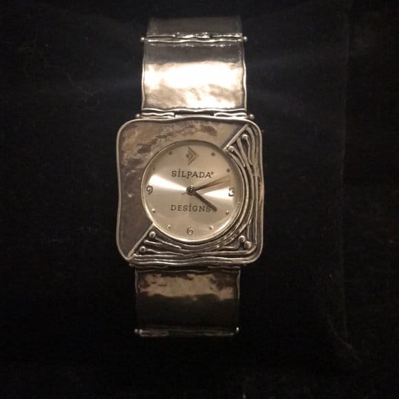 Silpada Solid 925 Sterling Watch Square Panel Hinged Safety  display picture 1