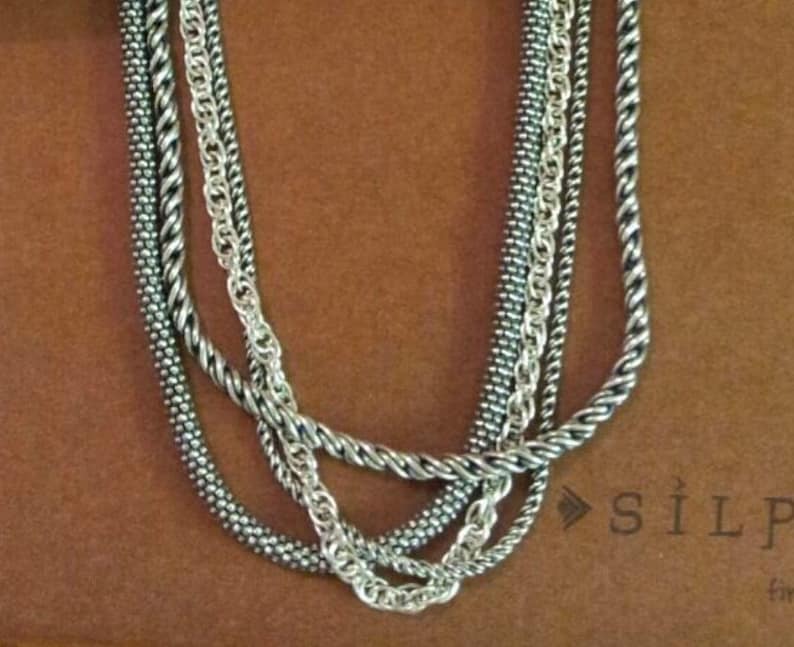 Silpada Sterling Silver Multi 4 Strand 925 Sterling Silver Chain Necklace Retired