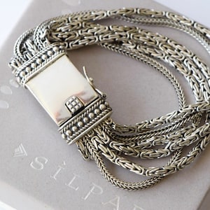 Silpada Sterling SIlver Go Gorgeous Six Strand Box Clasp Bracelet
