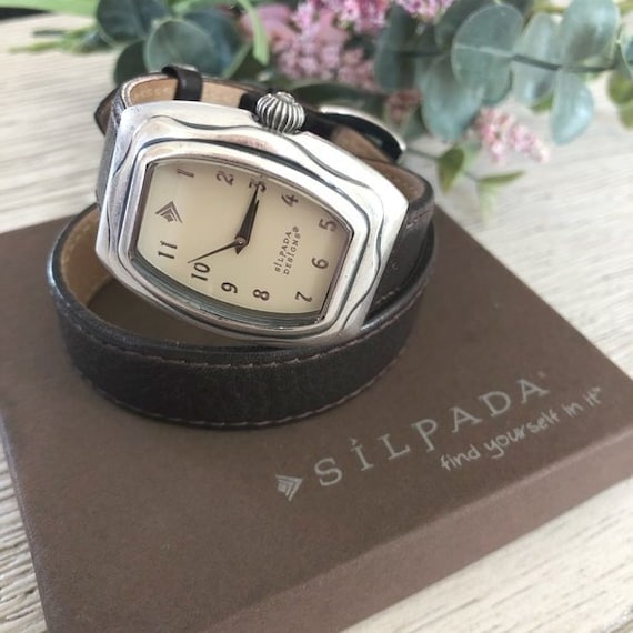 Silpada Brown Leather Band Wrap Watch Band Stainless Back  display picture 3