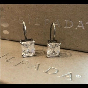 Silpada 925 Sterling Silver CZ Rectangular Cubic Zirconia Earrings W0353