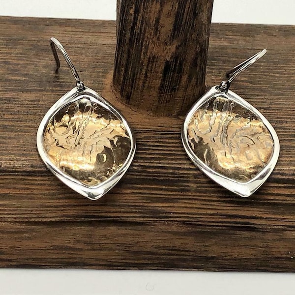 Silpada 925 Sterling Silver Timber Textured Bronze Earrings W2431