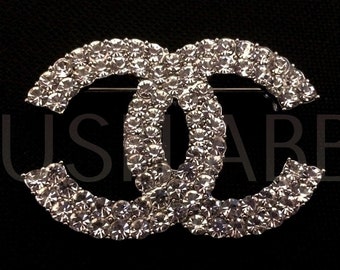 Silver Crystal Rhinestone Diamanté Handmade Brooch Badge Pin