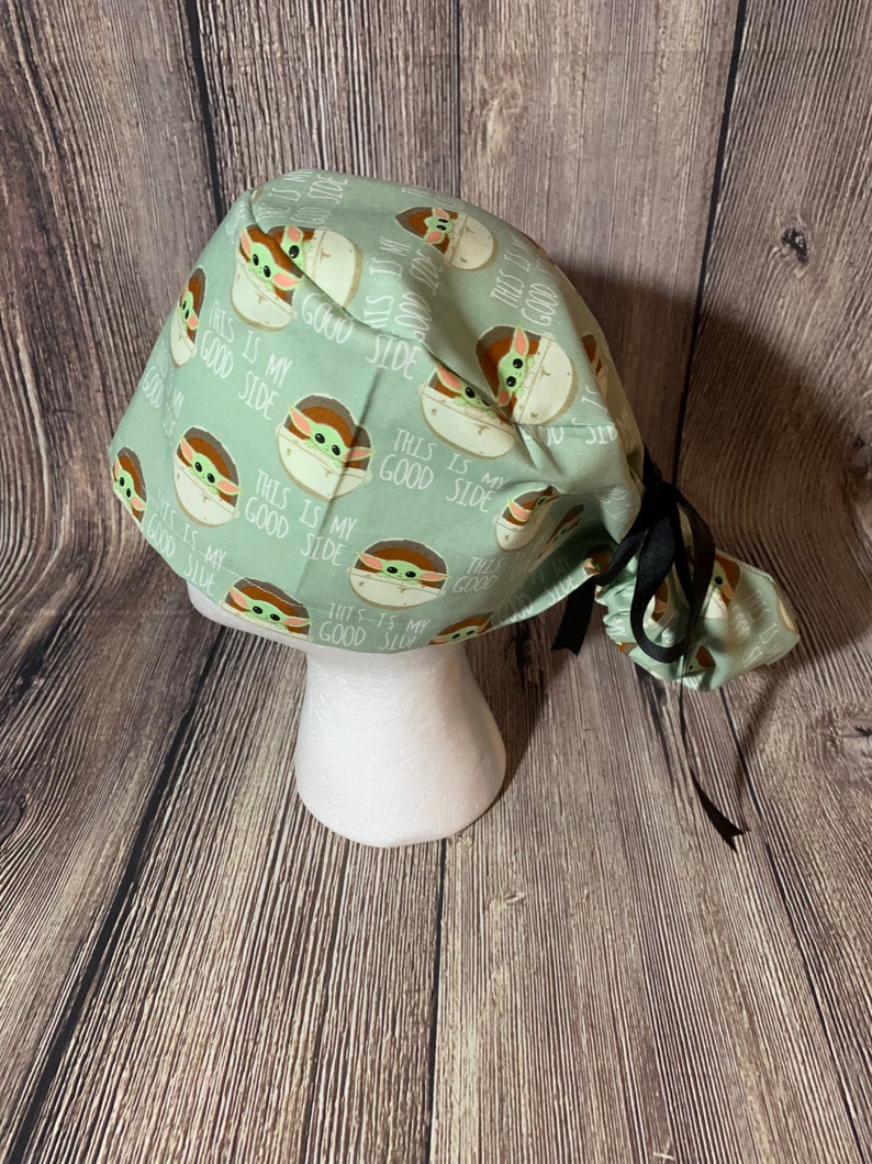 surgical hat star tie back ribbon-comic Adjustable Ponytail women\u2019s scrub cap space future hair cover nursing cartoon-superhero-baby