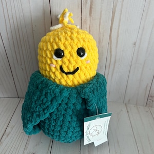 Corn cob crocheted stuffed animal- toy- plush - soft-snuggler- play- gift-baby-kid- farm- country- midwest- vegetable- farmer- kernel- plant