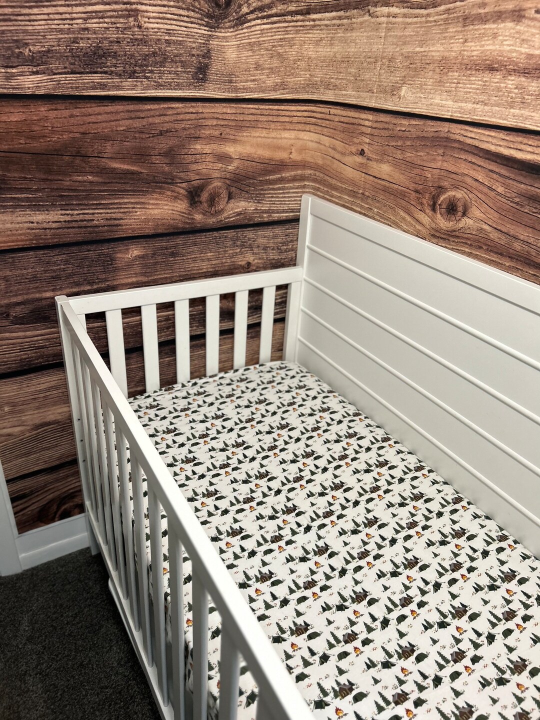 Flannel Camping Crib Sheet Cot Baby Nursery Pack and Play Funny Gift