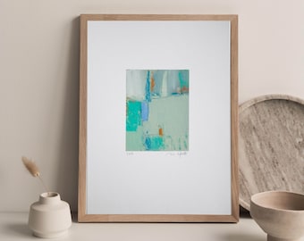 Turquoise abstract art, turquoise wall art, Small original abstract painting, original oil painting