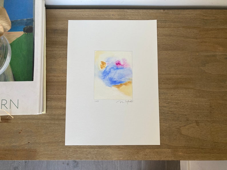 Blue & Yellow Abstract Oil Painting: Small Contemporary Art (4x5 In) - Etsy