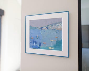 Abstracte kleine ingelijste kunst zeegezicht