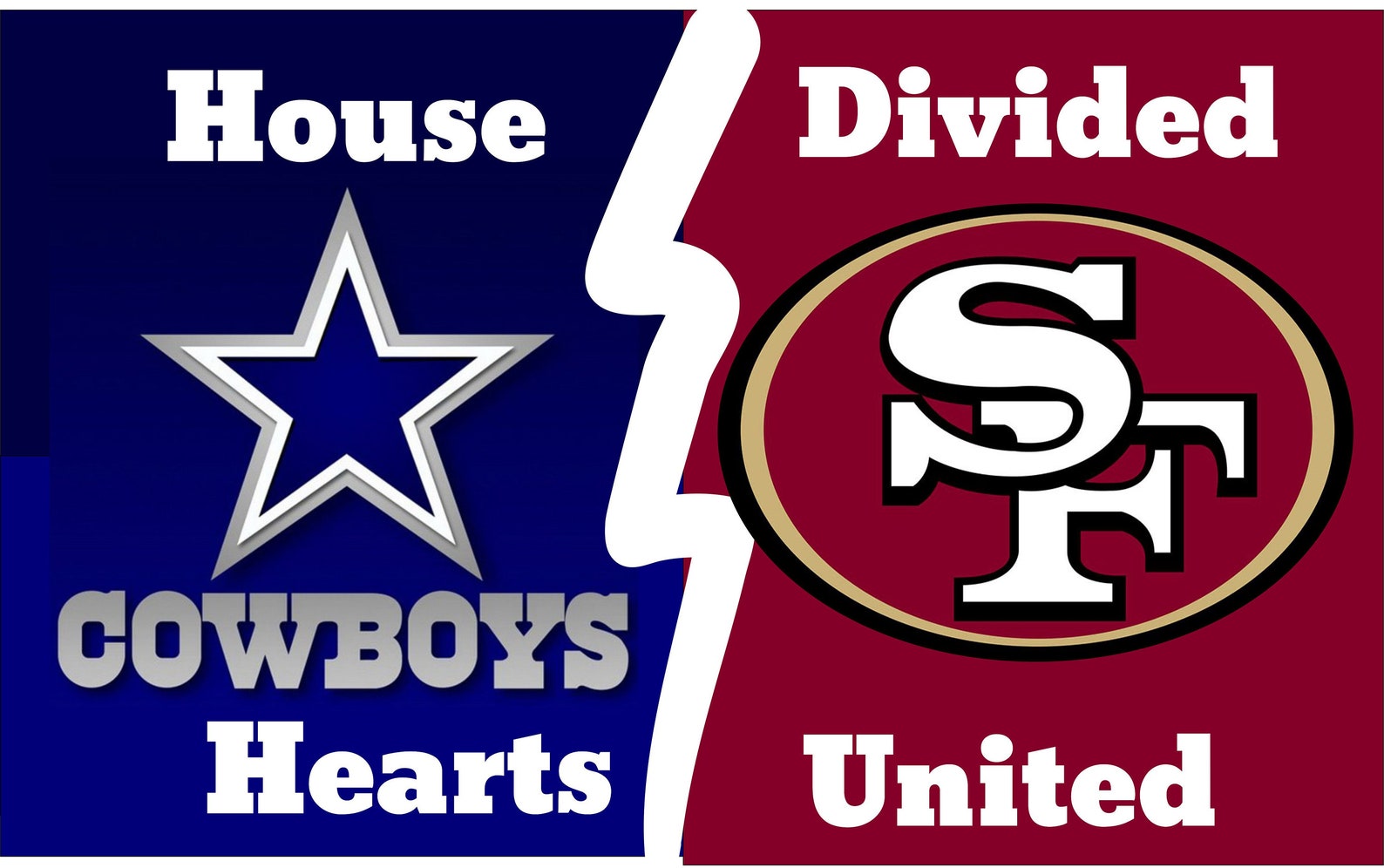 Sports house divided cowboys and 49ers sportsDoor decor Etsy