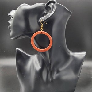 Earrings, Hoops, Boho, Natural Wood