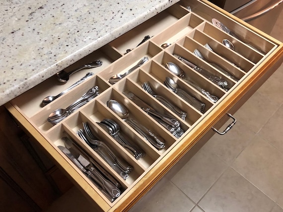 Custom Small Knife Block Drawer Organizer, Maple 