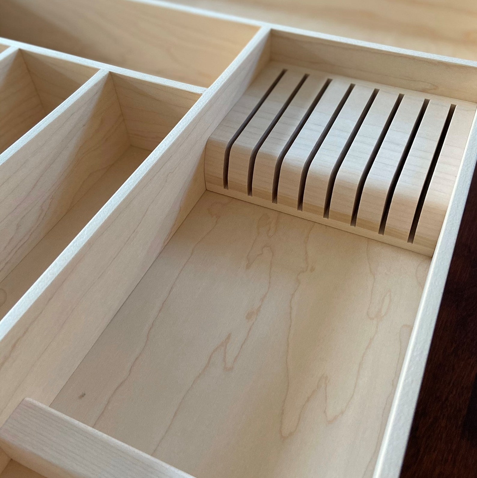 Custom Knife Block Drawer Organizer Maple Etsy