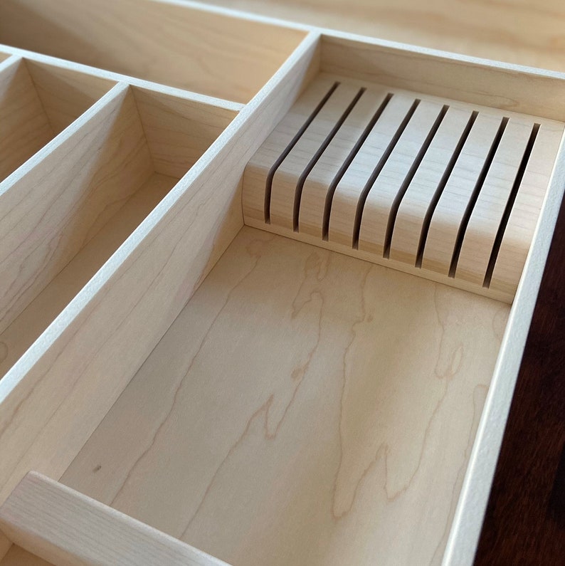 Custom Knife Block Drawer Organizer Maple Etsy