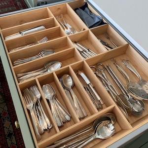 Custom Silverware Drawer Organizer, Maple