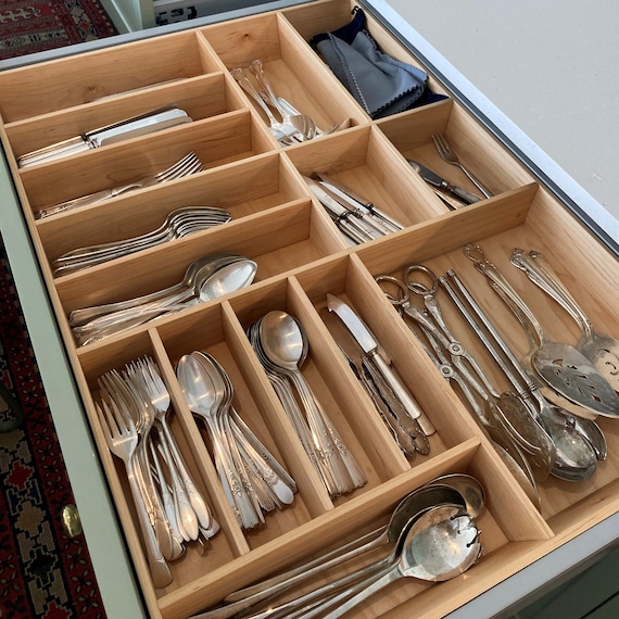 Custom Silverware Drawer Organizer, Maple 