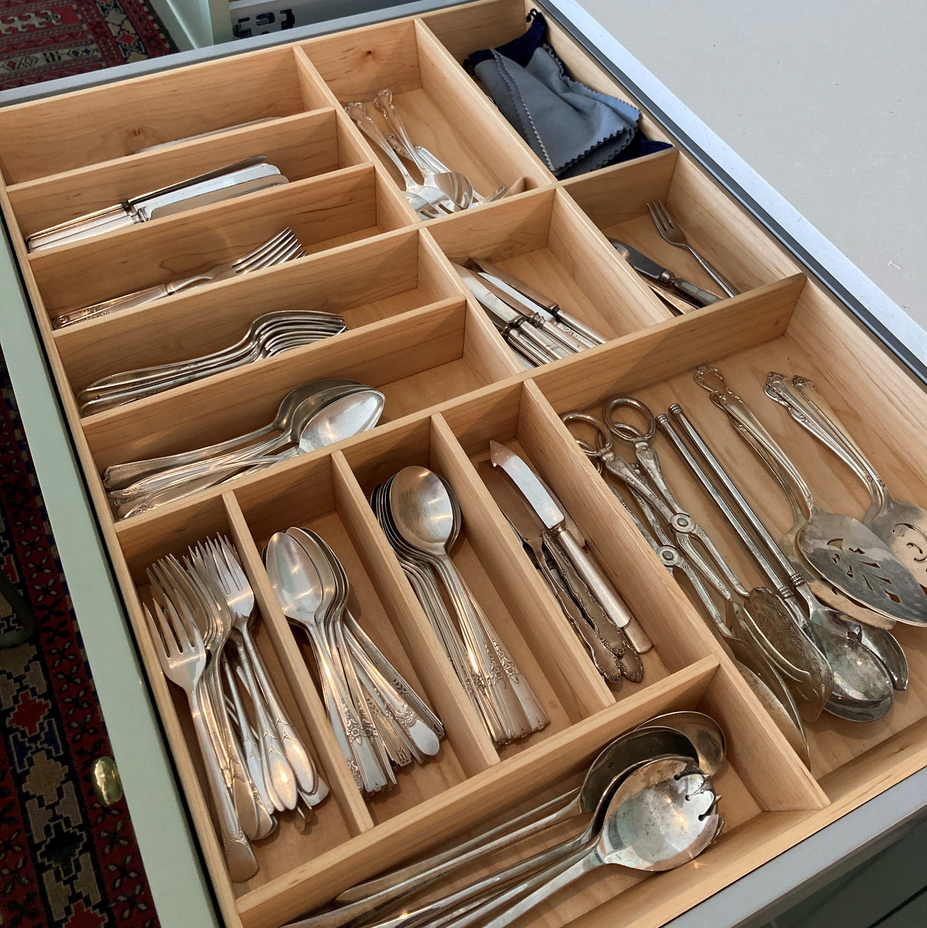 Wood Cutlery Tray with Knife Block - Crystal Cabinets