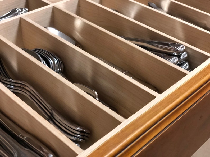Custom Silverware Drawer Organizer Maple Etsy