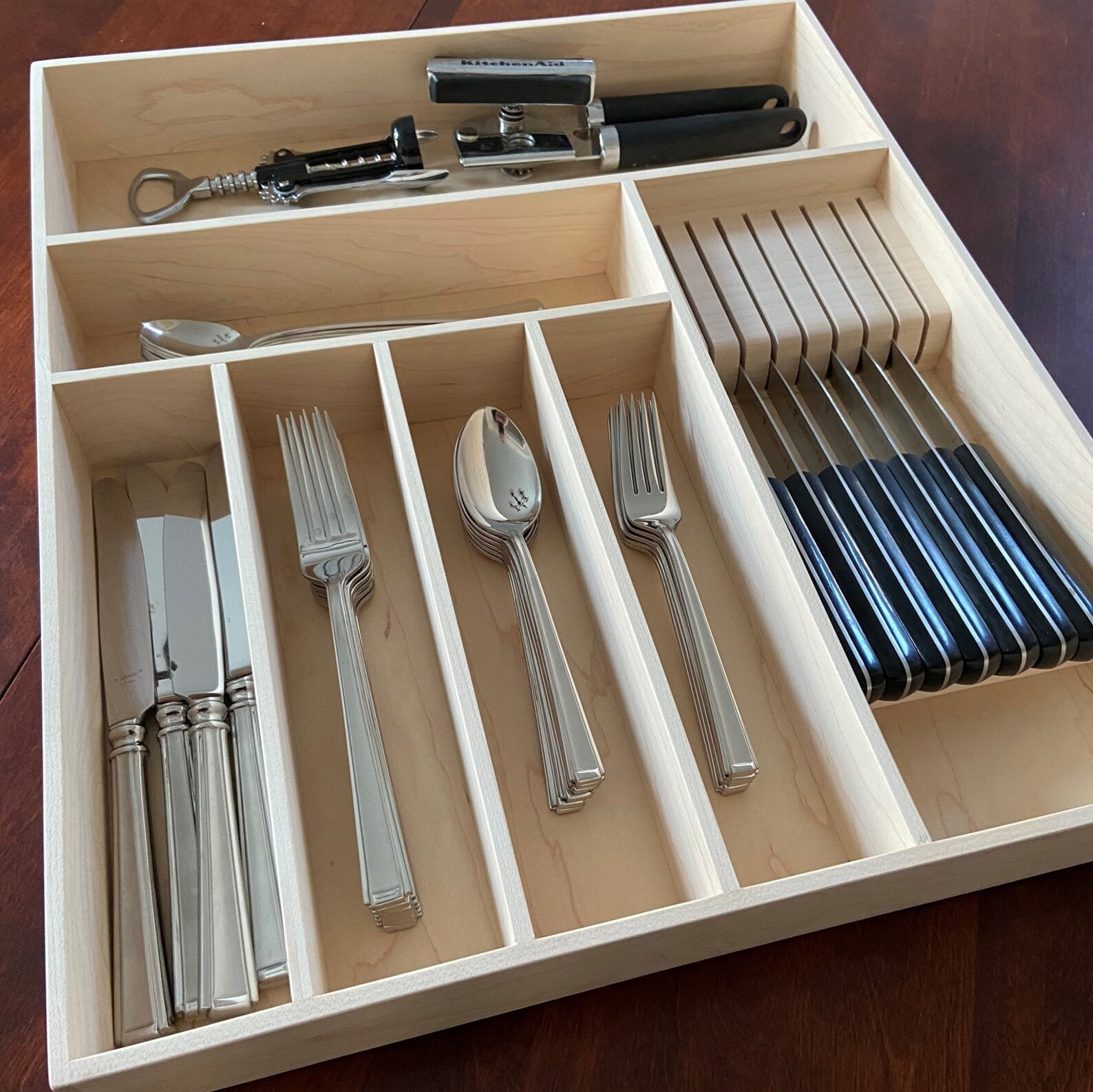 Custom Knife Block Drawer Organizer Maple Etsy