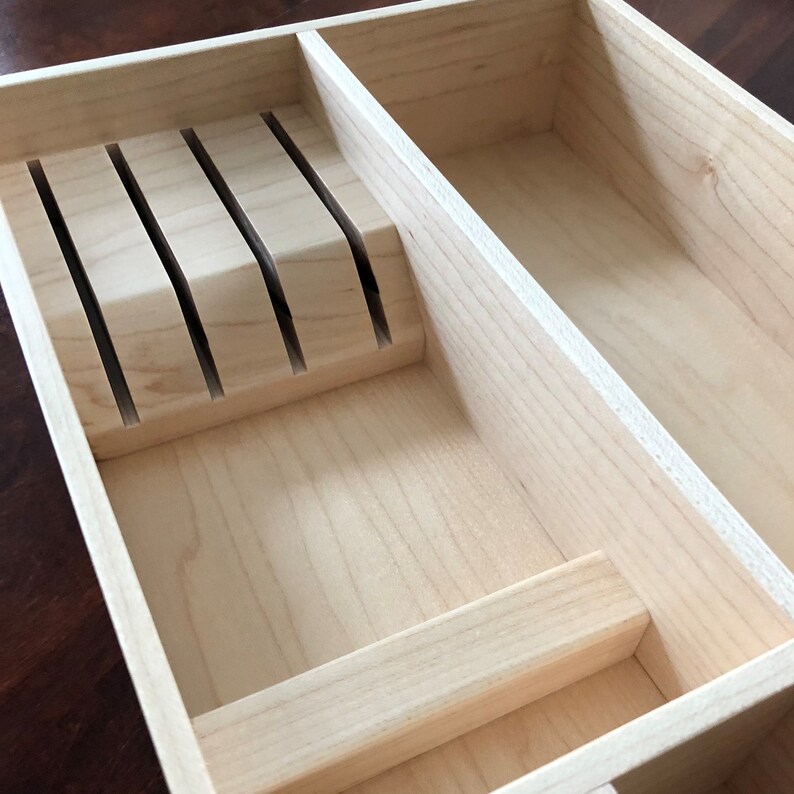 Custom Knife Block Drawer Organizer Maple Etsy
