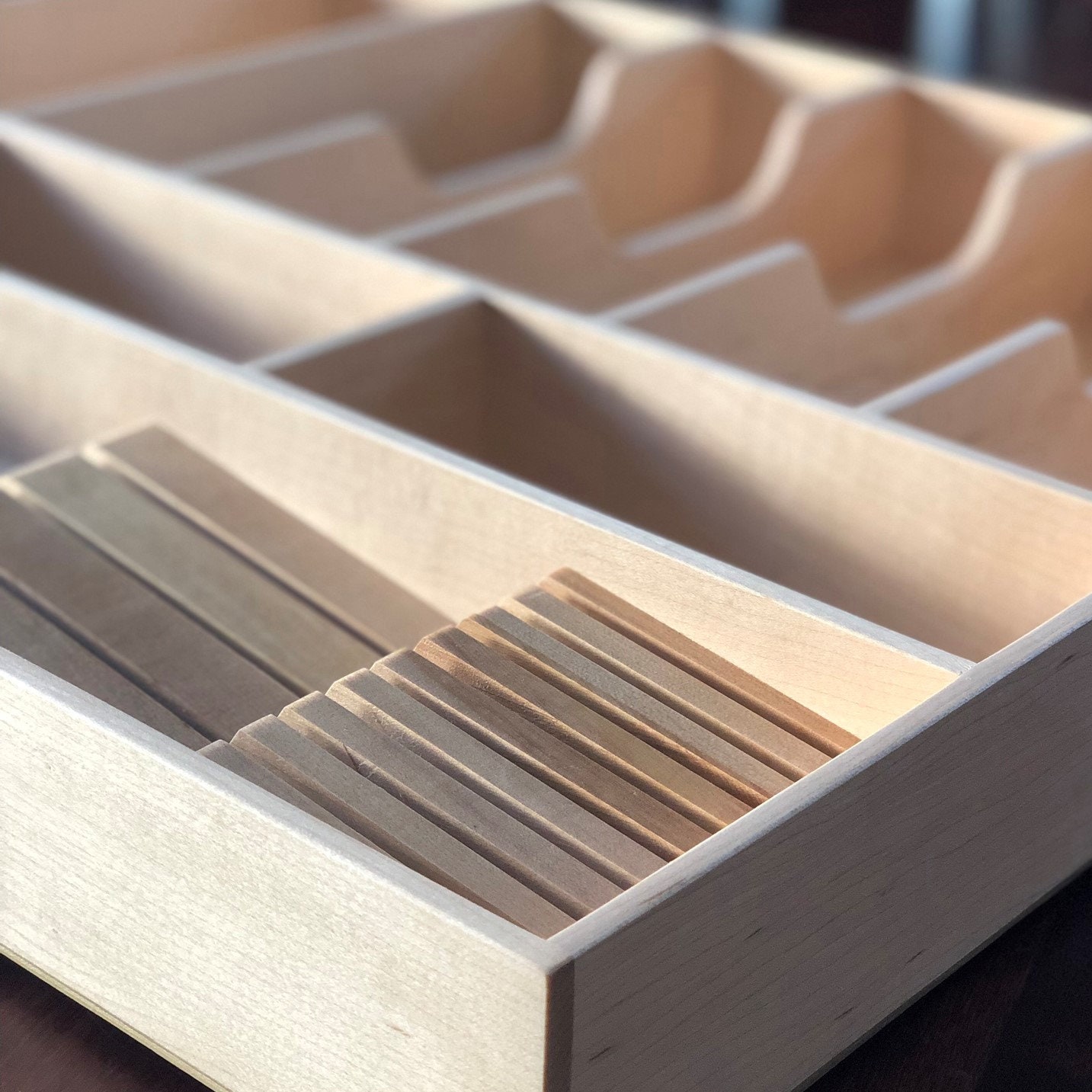 Custom Knife Block Drawer Organizer Maple Etsy
