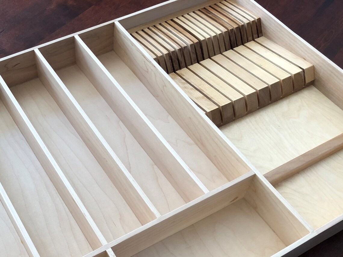 Custom Knife Block Drawer Organizer Maple Etsy