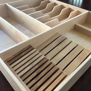 Custom Small Knife Block Drawer Organizer, Maple