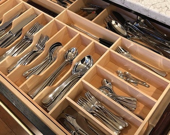 Custom Silverware Drawer Organizer, Maple