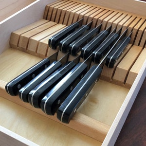 Custom Knife Block Drawer Organizer, Maple