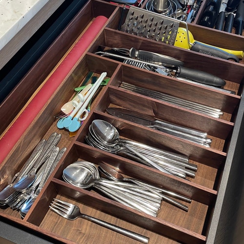 Custom Drawer Divider Maple Silverware Organizer 5 Spaces Etsy