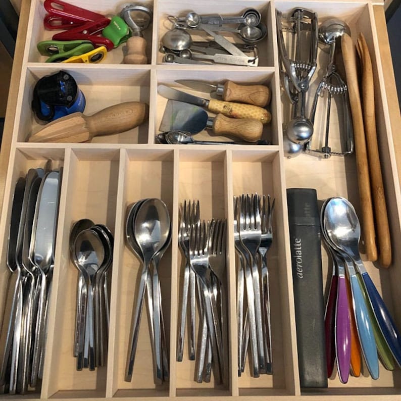 Custom Silverware Drawer Organizer Maple Etsy