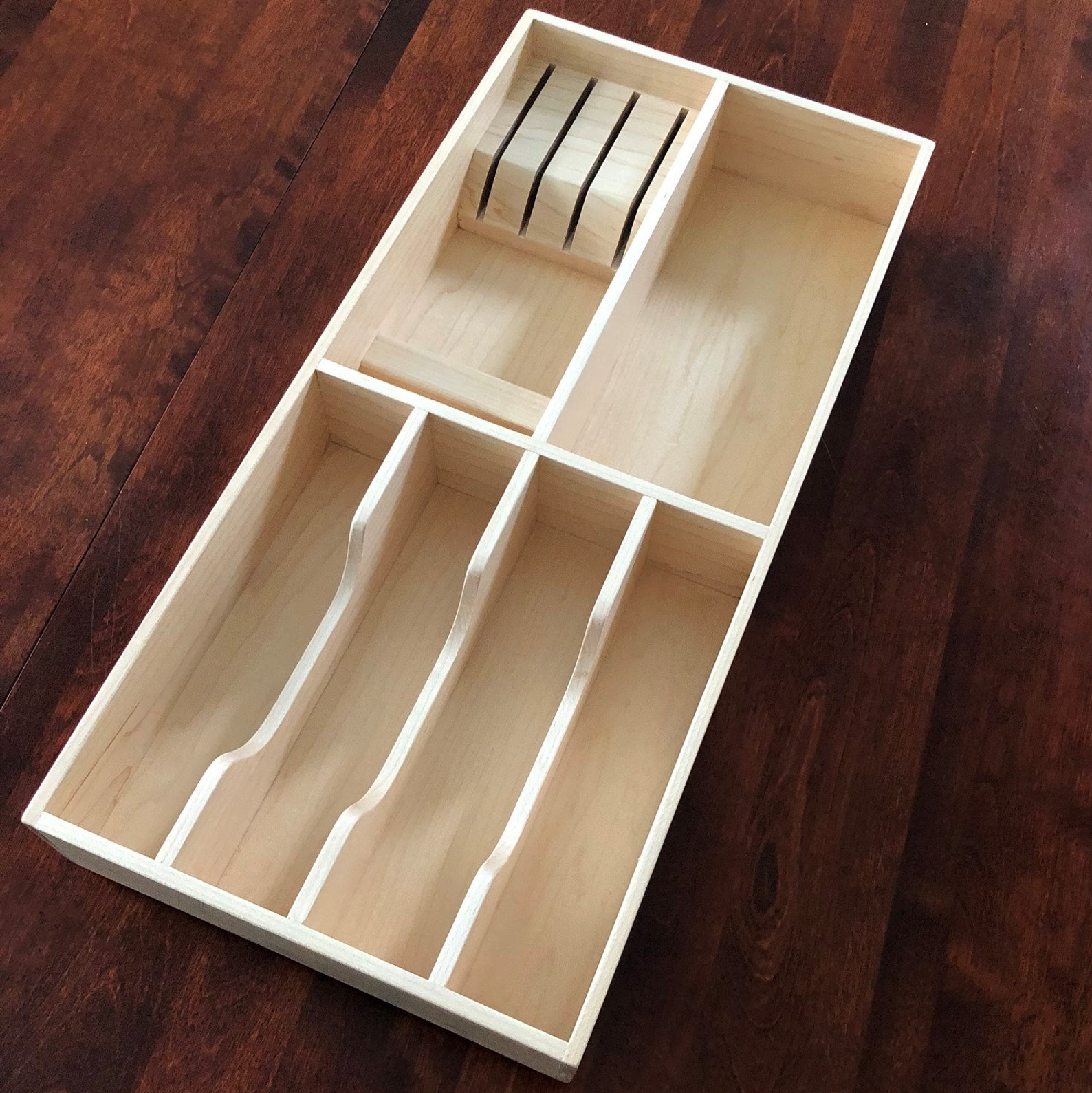 Custom Knife Block Drawer Organizer Maple Etsy