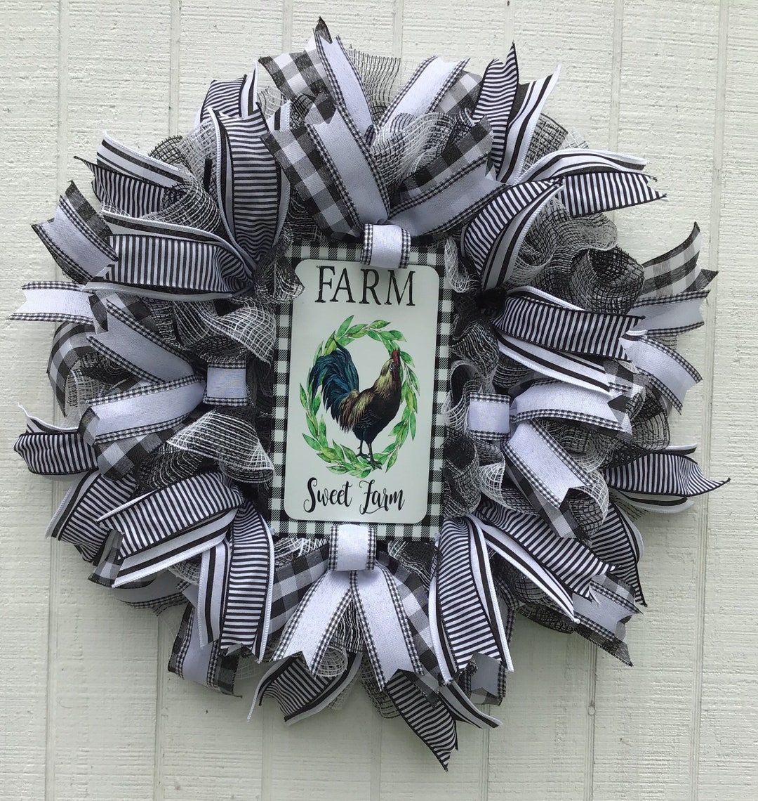 Rustic Farmhouse Welcome Wreath for Front Door Country - Etsy