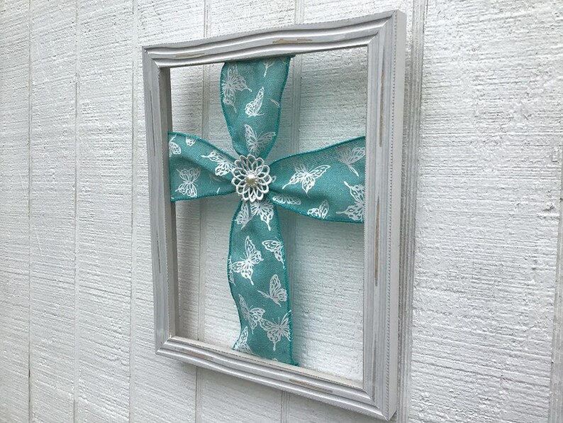 Religious Teal Cross Frame Cross for your wall Home Decor Etsy