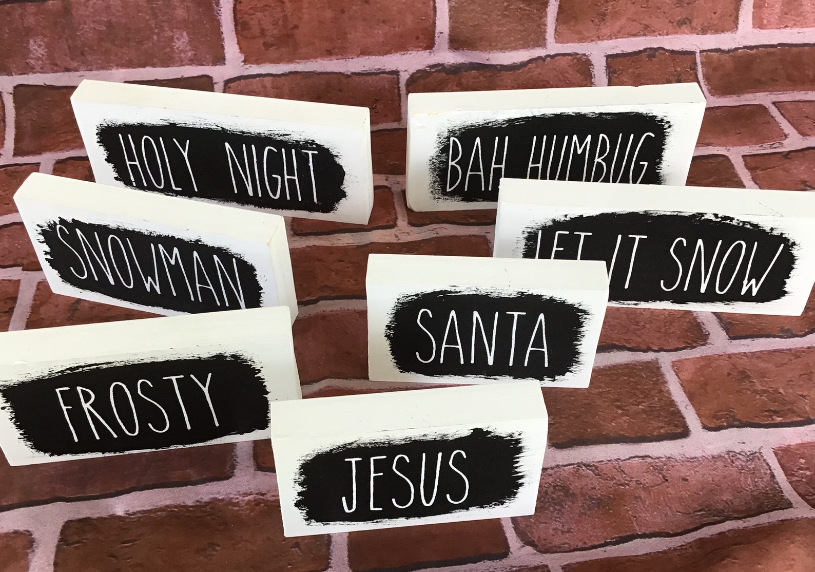 Small Wood Shelf Sitters Tiered Tray Christmas Wordshome Etsy