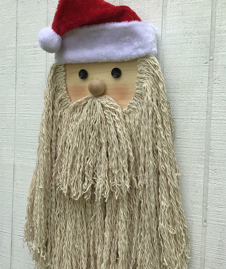 Santa Face Wall Hanging Christmas Wreath Holiday Decor Mop Etsy