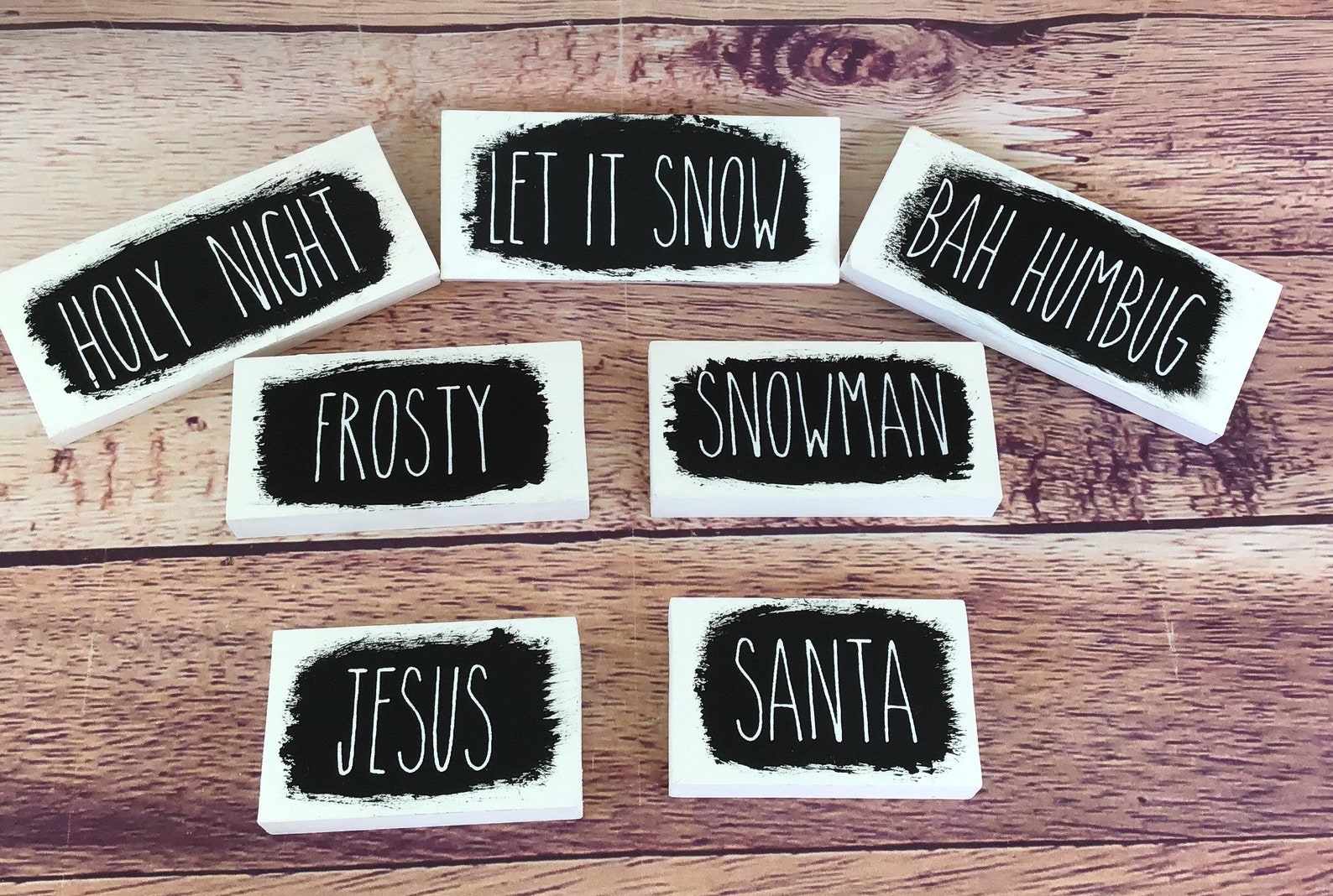 Small Wood Shelf Sitters Tiered Tray Christmas Wordshome Etsy