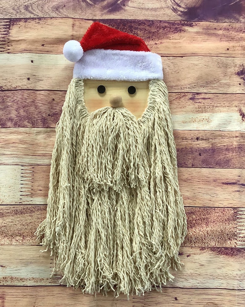 Santa Face Wall Hanging Christmas Wreath Holiday Decor Mop Etsy