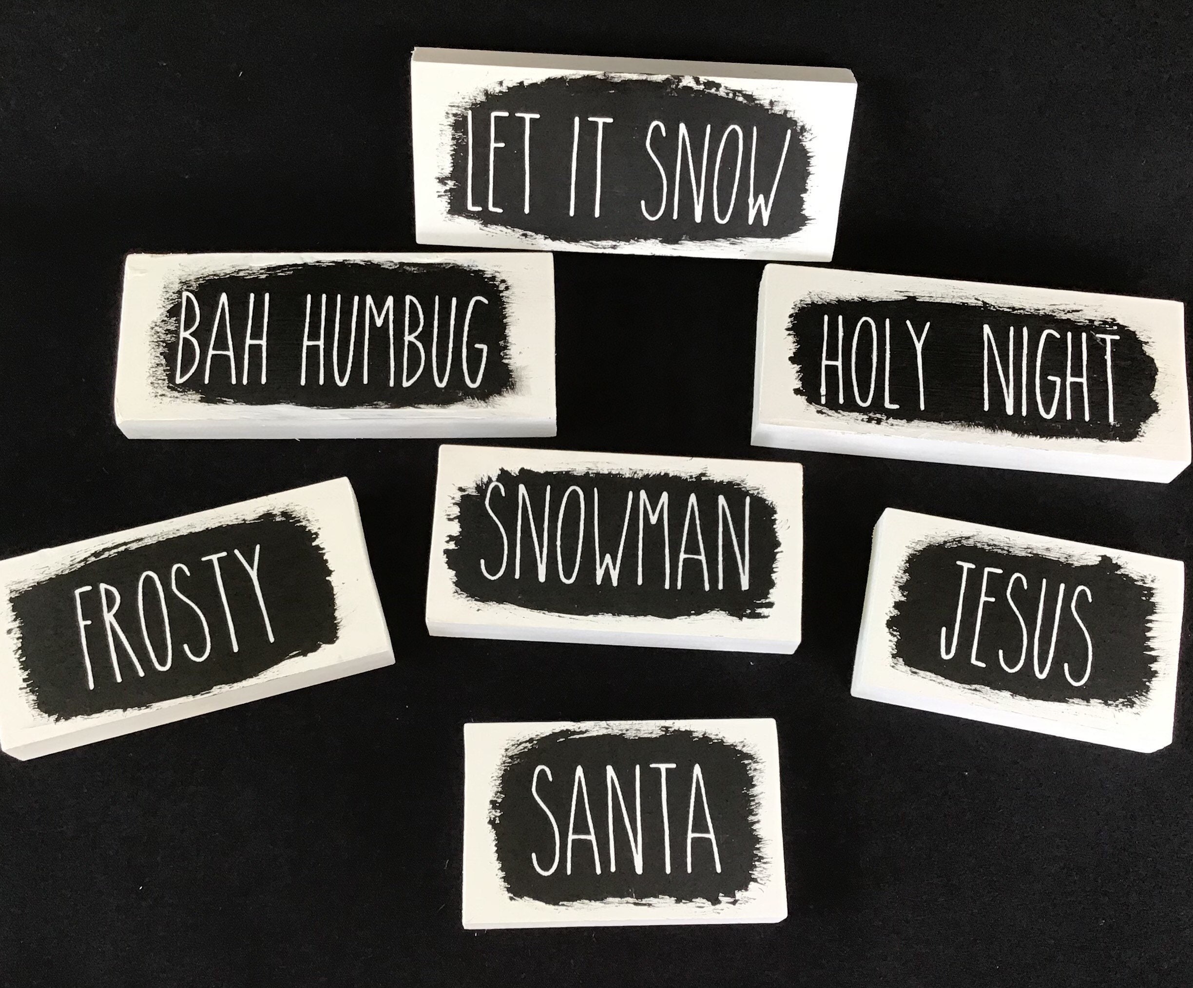 Small Wood Shelf Sitters Tiered Tray Christmas Wordshome Etsy