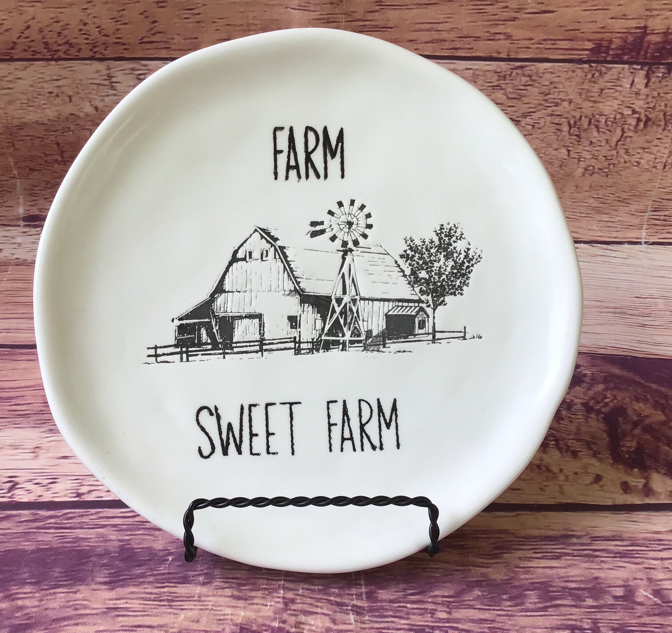 Kitchen Decor Farmhouse Barn Plate Home Decor Counter Etsy