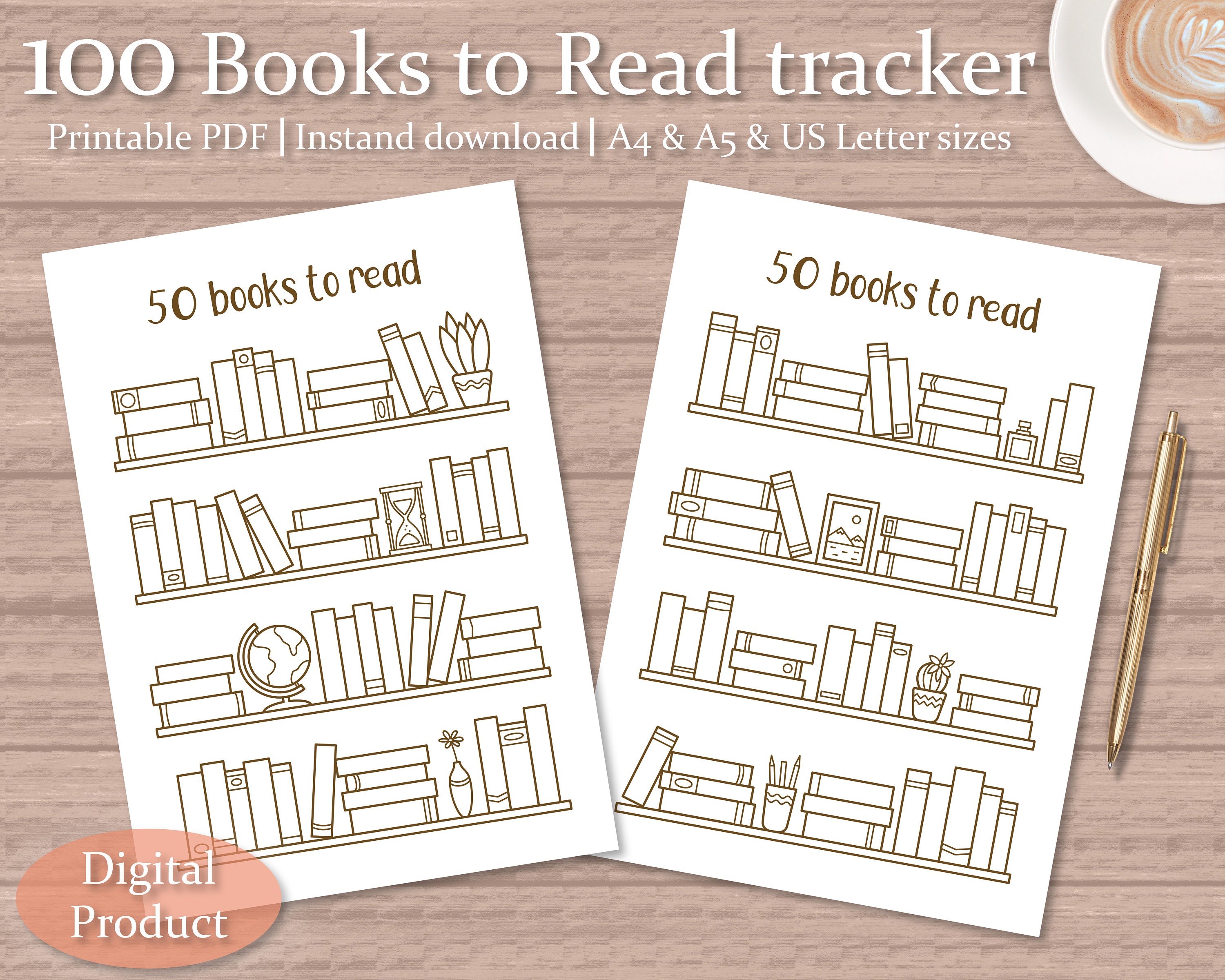 Printable Reading List Books To Read PDF Book Tracker Page Etsy