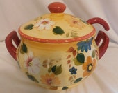 D Oneida Kitchen Hand Painted Sunset Bouquet Soup Tureen w Ladle Eye Catching