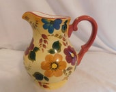 D Oneida Kitchen Hand Painted Sunset Bouquet Water Pitcher 48oz Vibrant Bold Eye Catching