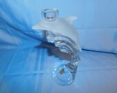 C2- Bleikristall Germany Lead Crystal Dolphin Candle Holder