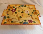 D Oneida Kitchen Hand Painted Sunset Bouquet Super Large Serving Tray Vibrant Bold Eye Catching