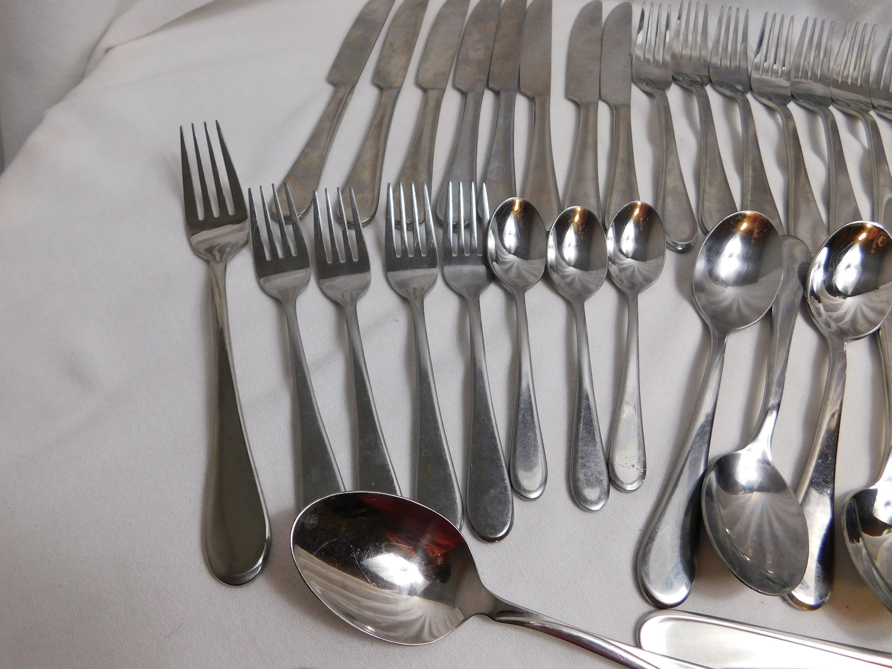 C3 Oneida Stainless Flatware Icarus 18/10 Glossy 40pc Lot Etsy