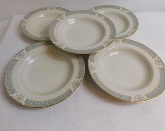 H6 - Mikasa Ivory China Lexington Rim Soup / Cereal Bowls Lot of 5
