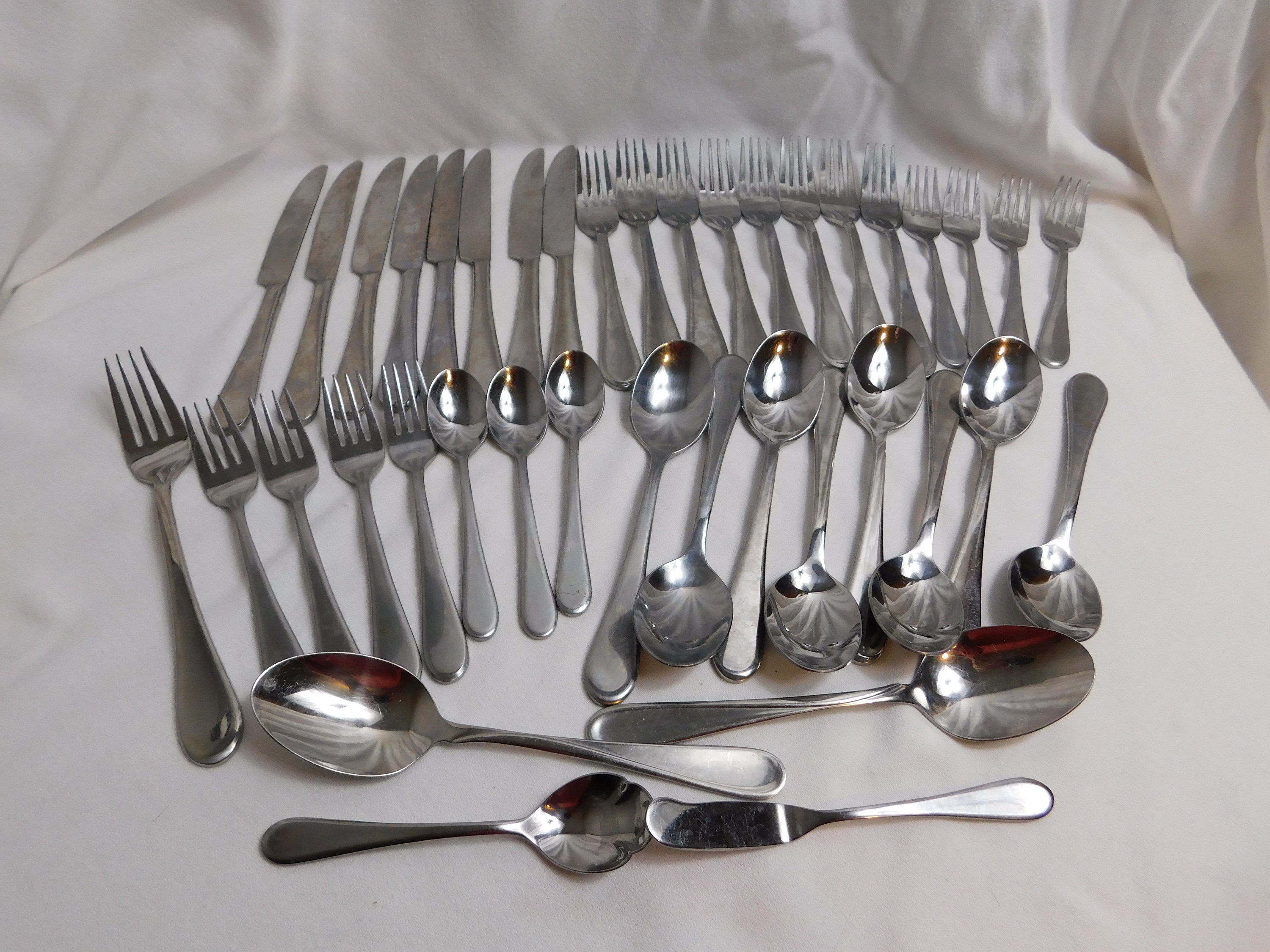 C3 Oneida Stainless Flatware Icarus 18/10 Glossy 40pc Lot Etsy